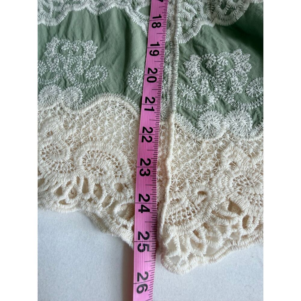 Democracy Sage Green Embroidered Lace Cold Shoulder Boho Blouse Plus Size 1X - Picture 6 of 11